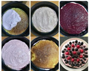 fasi preparazione mattonella al pistacchio e frutti di bosco